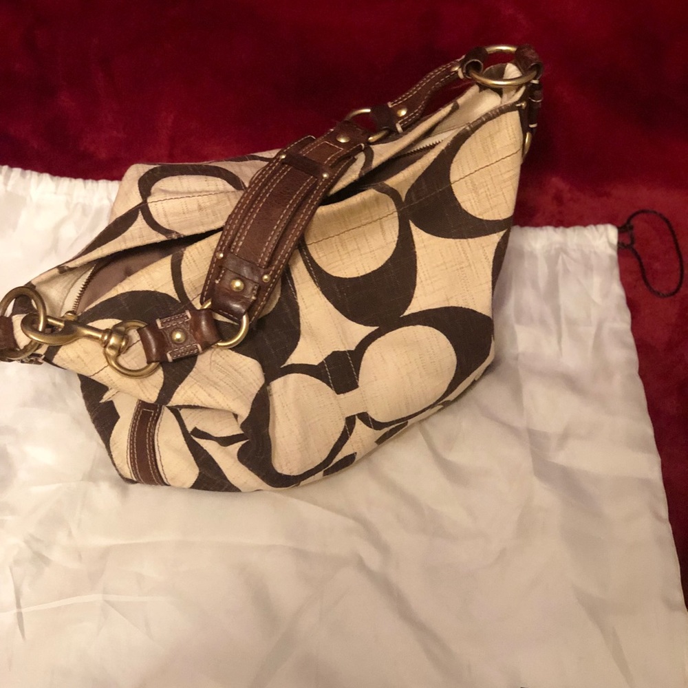 Canvas brown and cream coach hobo limited edition